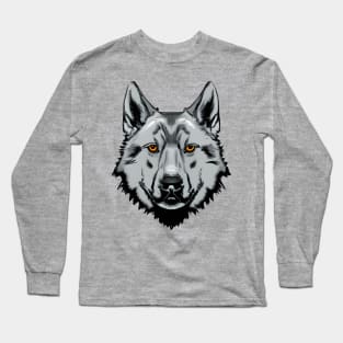 Modern Comic Book Art Wolf Face Long Sleeve T-Shirt